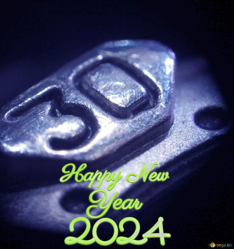 30. Metal light bright blue happy new year 2024 №629