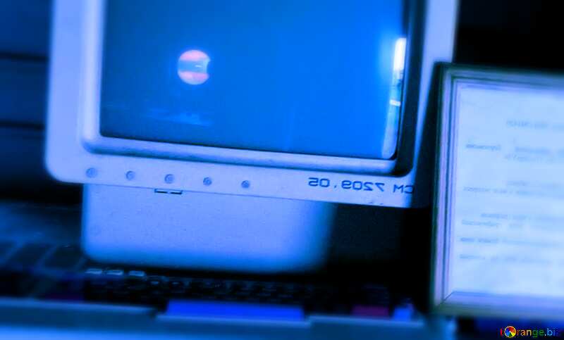 Old computer blur frame blue colors №26318