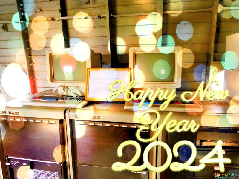 Old computers happy new year card 2024 №26318