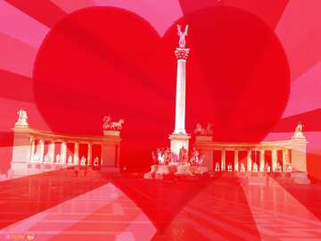 FX №209315 Hungary Budapest Heroes Square rays red heart