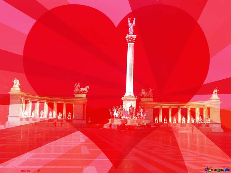 Hungary Budapest Heroes Square rays red heart №31871