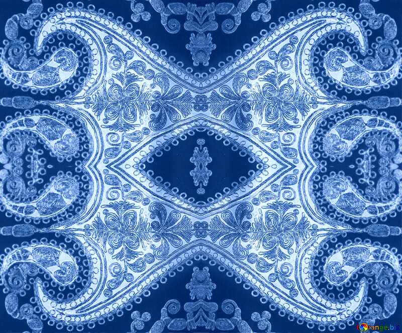 blue old  pattern on fabric №43293
