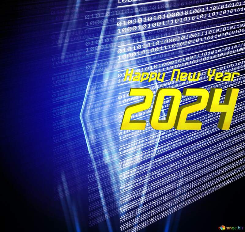 Digital computer background dark hard blue  happy new year 2024 №49673