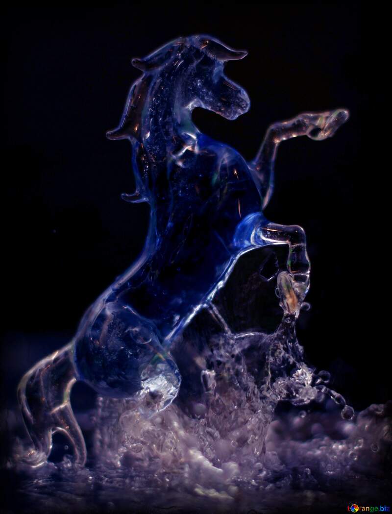 Horse and water splashes blue dark №24525