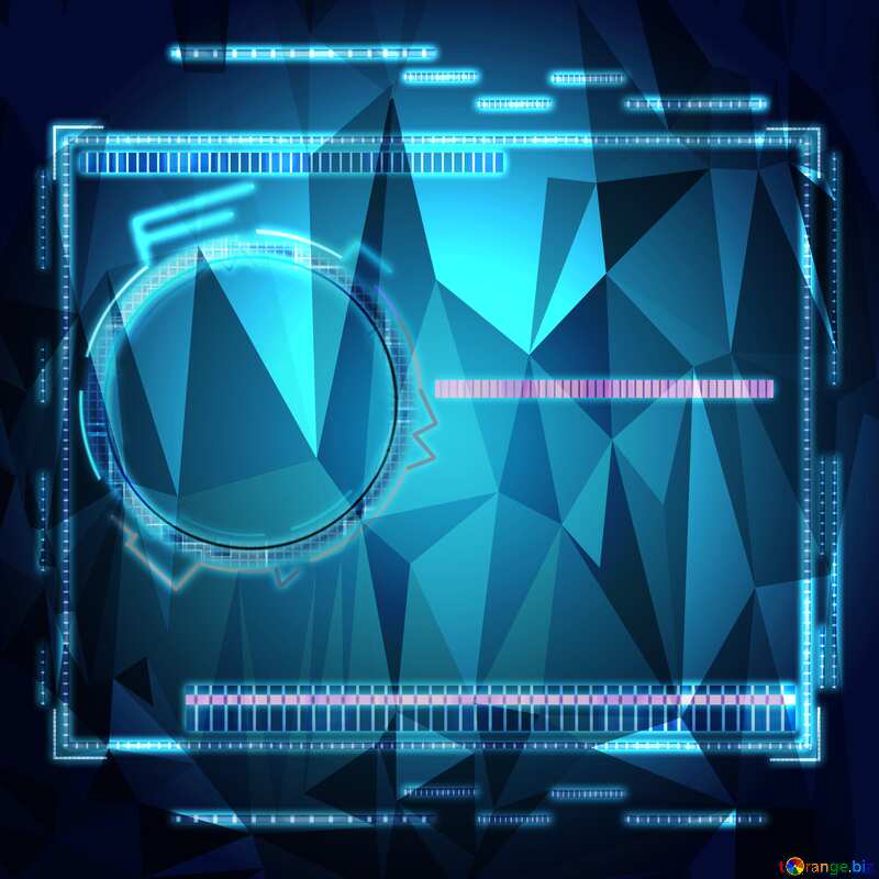 Polygonal Circular Glow Wave. Scifi Or Game Background №49679