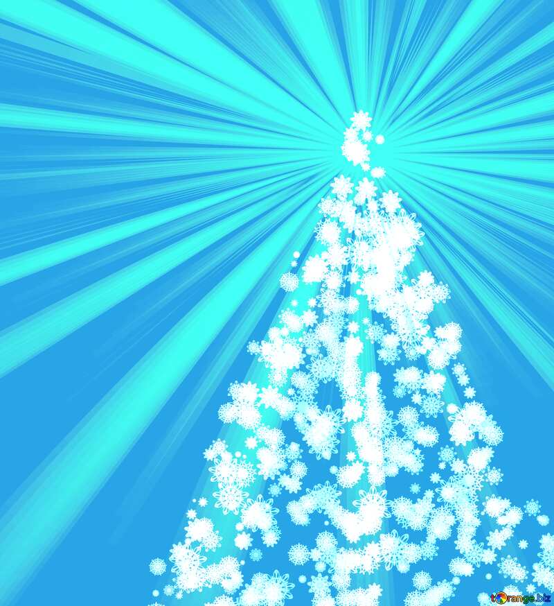 Christmas tree snowflakes sunlight rays blue №40850
