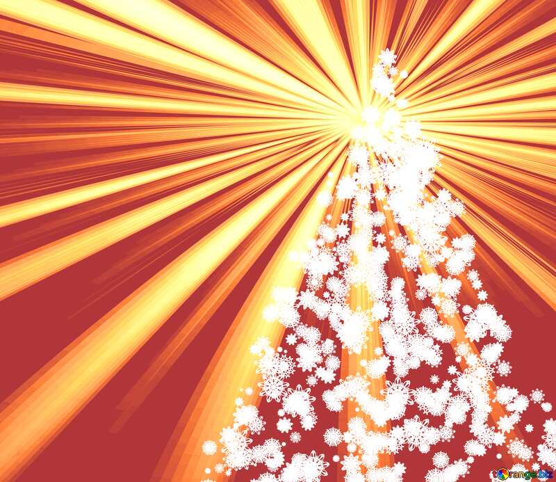 Clipart Christmas tree from snowflakes sunlight rays retro style №40850