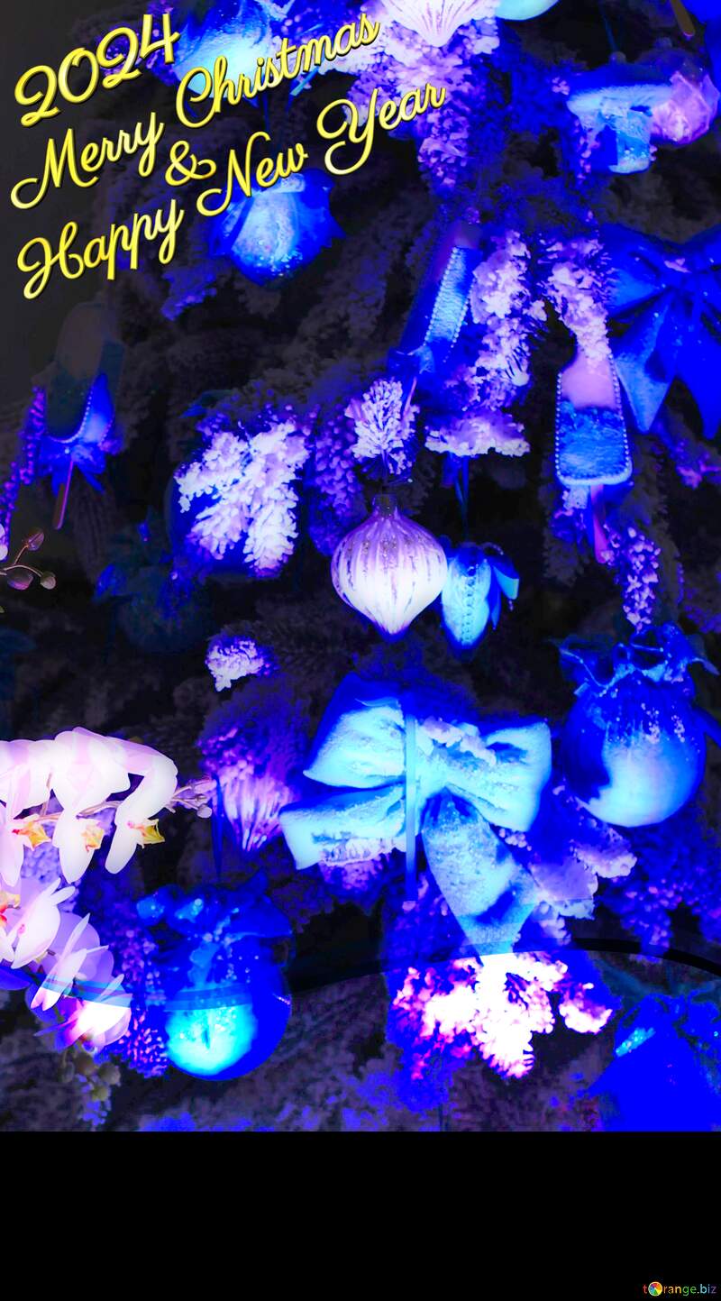 Blue color. Blue Christmas background with toys on the Christmas tree. №47663