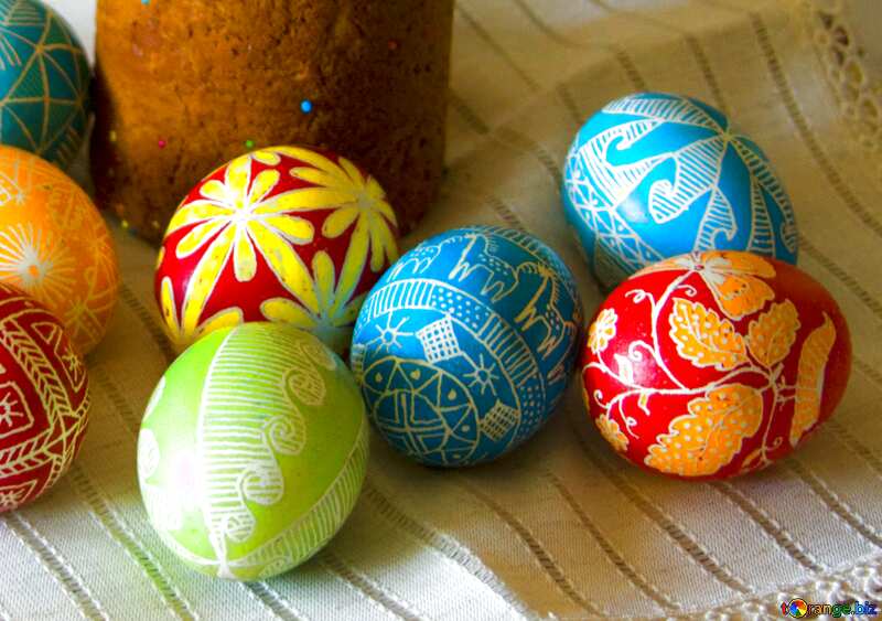 Blue color. Easter  Eggs  and  cake. №9699