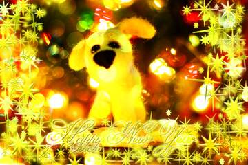 FX №210509 Frame gold Happy New Year stars 3d Dog Fancy