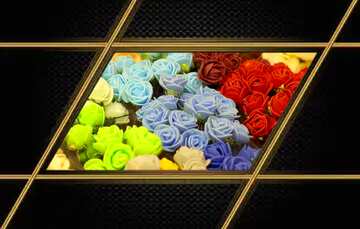 FX №210629 Multi colored roses flowers background Carbon Gold Frame