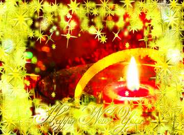 FX №210598 Holiday Candle christmas Happy New Year gold stars text