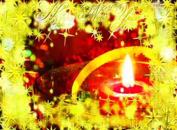 FX №210597 Candle christmas Happy New Year 3d gold stars text