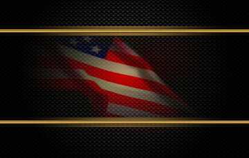 FX №210609 American Flag dark background Carbon Frame Gold Metal Texture