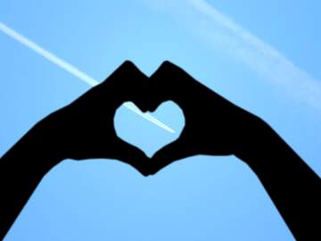 FX №210218 Next on the military aircraft in the sky Beloved land nature hands and heart silhouette