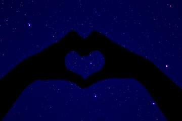 FX №210217 Starry sky Beloved land nature hands and heart silhouette