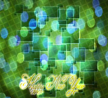 FX №210903 Technology background tech abstract squares Inscription text Happy New Year christmas lights bokeh