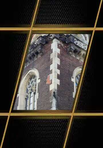 FX №210620 Church tower Carbon gold lines frame