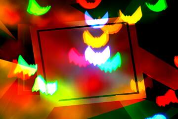 FX №210012 Bat bokeh lights  art deco  halloween geometrical Background