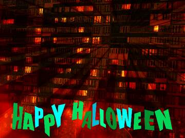 FX №210582 Night windows of flats happy halloween