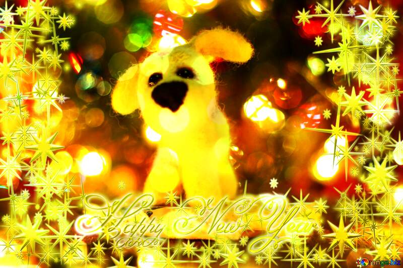 Frame gold Happy New Year stars 3d Dog Fancy №49622