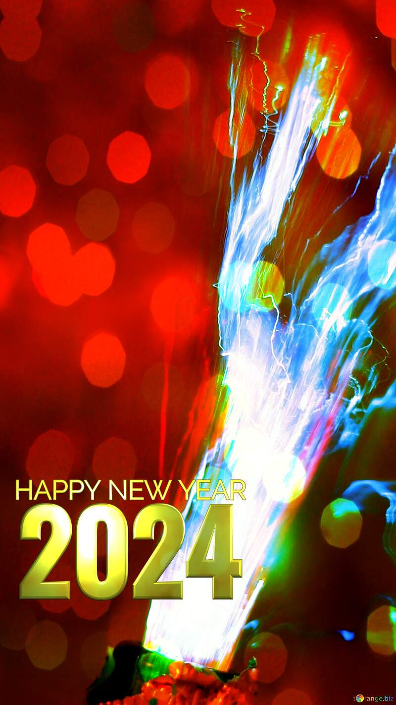 Blue fire red bokeh  background happy new year 2024 №25861