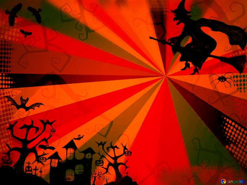 Halloween rays retro style red  background №40580
