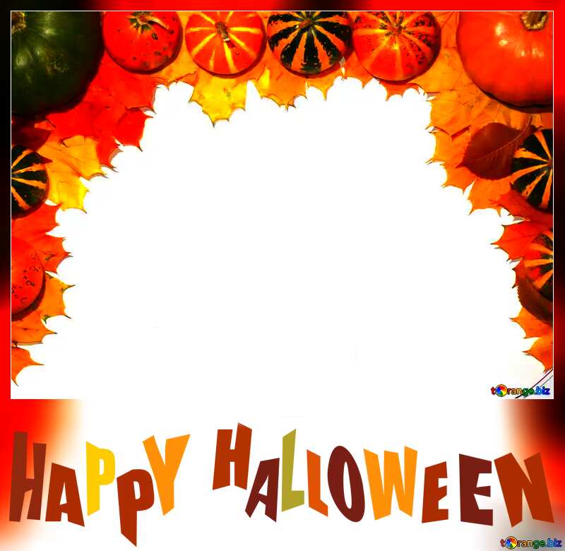 Autumn blank card template with pumpkins halloween №35178