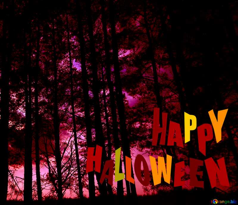 Dark red  forest happy halloween №24809