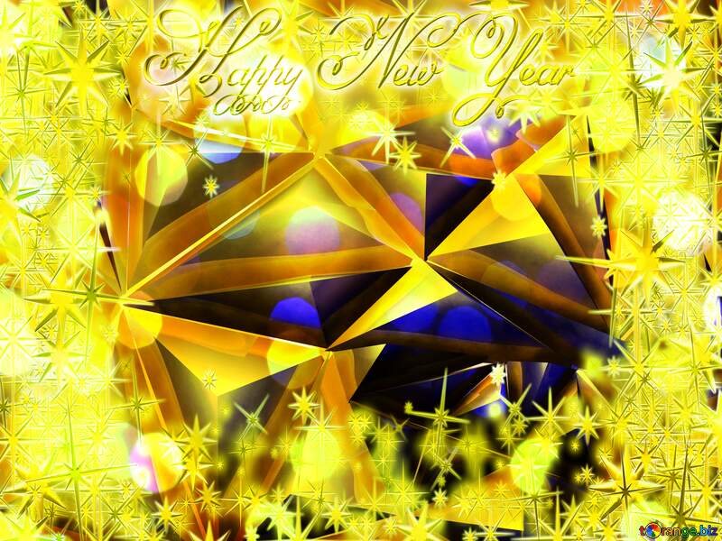 Polygon gold metallic futuristic background Frame Happy New Year stars №51585