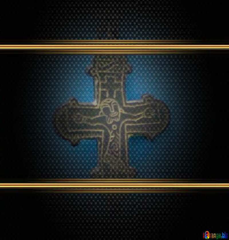 Vintage crucifix carbon gold frame №44011