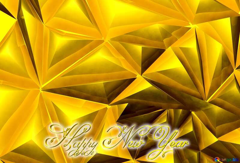 Polygon gold background text Inscription Happy New Year №51586