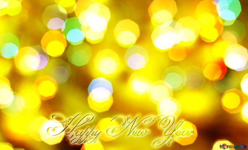 Background of bright lights text Happy New Year gold №24618
