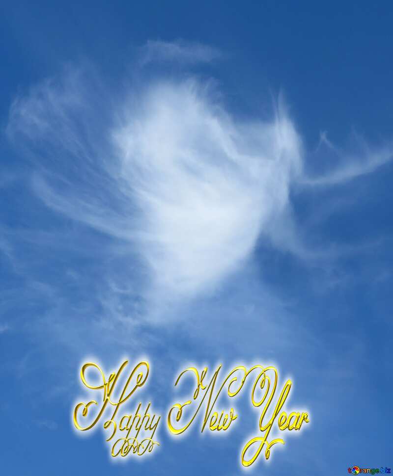 Angels of heaven Inscription text Happy New Year bokeh background №22744