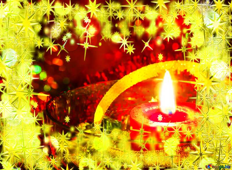Holiday Candle 3d gold stars Frame №15001