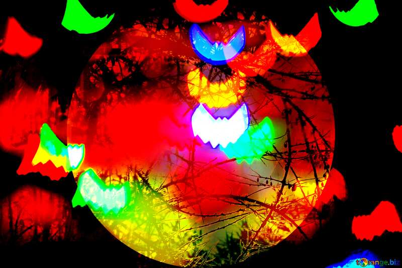 Bat bokeh lights  spooky forest halloween Background №35507