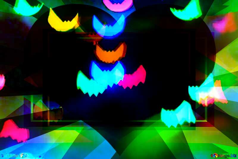 Bat bokeh lights  rays template halloween Background №35507
