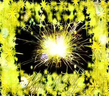 FX №211288 Bright sparks Frame Happy New Year 3d gold stars