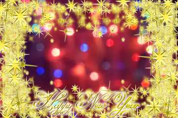 FX №211937 Bright background for Christmas 3d gold stars Frame Happy New Year text