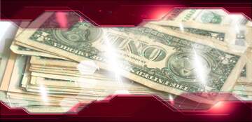 FX №211808 Dollar Technology business concept Hi-tech Elements red background