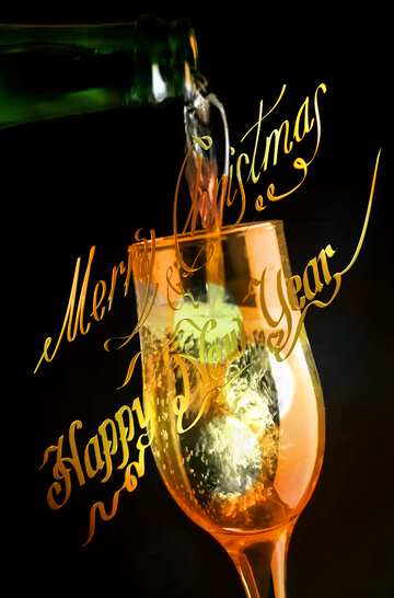 FX №211312 Champagne merry Christmas and happy new year gold