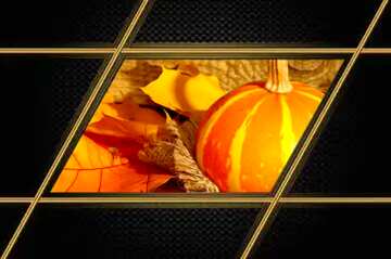 FX №211176 Beautiful picture with pumpkin and autumn leaves Carbon gold lines frame