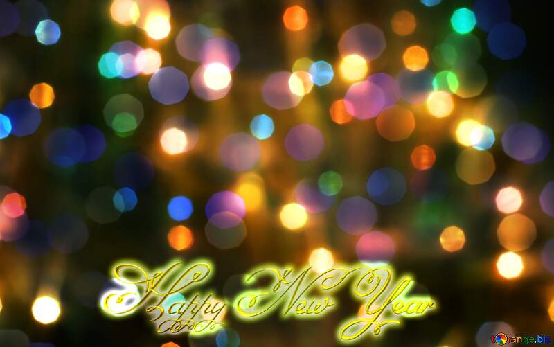 Bright background for Christmas dark hard lights bokeh Inscription text Happy New Year №24606