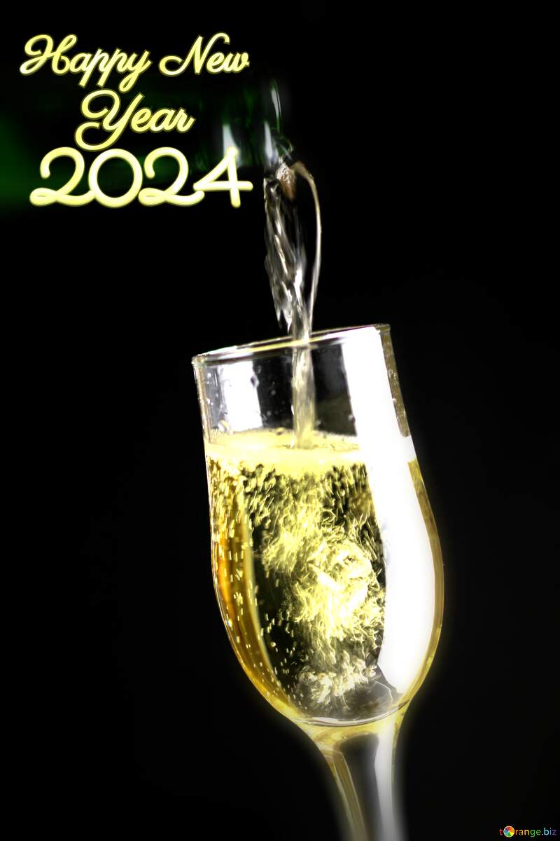 Champagne happy new year 2024 on black background №25750
