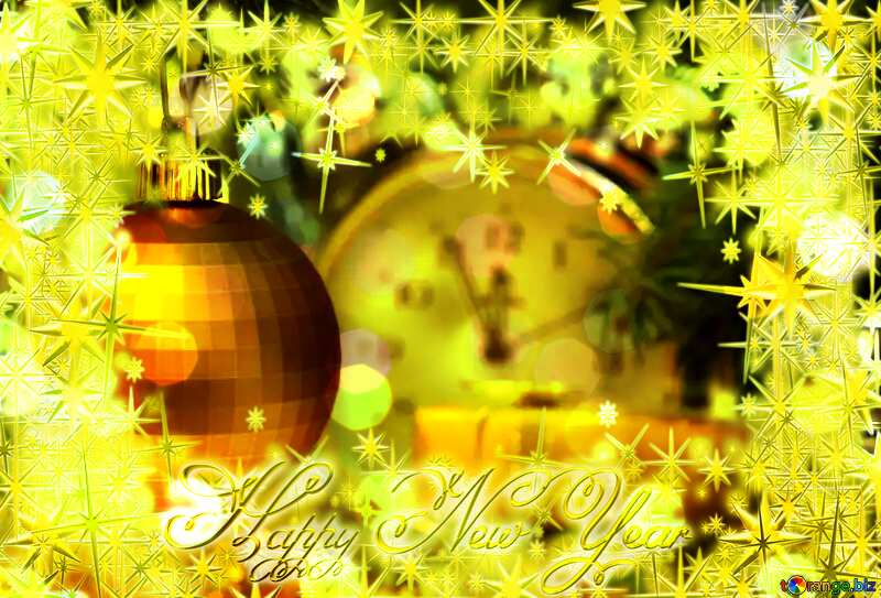 Frame gold stars Happy New Year №6917