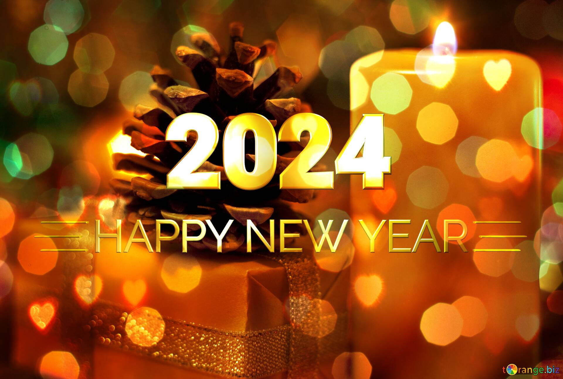 Candle Gift Background Card Happy New Year 2024 №212504