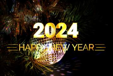 FX №212254 Shiny happy new year 2024 background Mirror sphere.