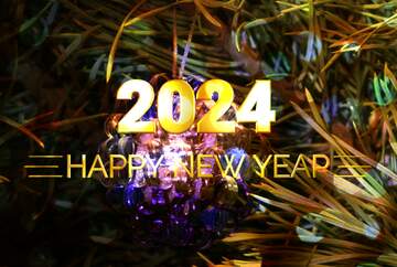 FX №212259 Fur-tree toy shiny happy new year 2024 background
