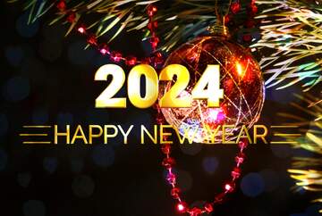 FX №212261 Shiny happy new year 2024 background red sphere