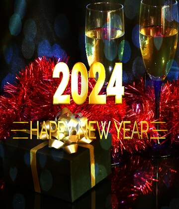 FX №212273 Shiny happy new year 2024 background gift under tree